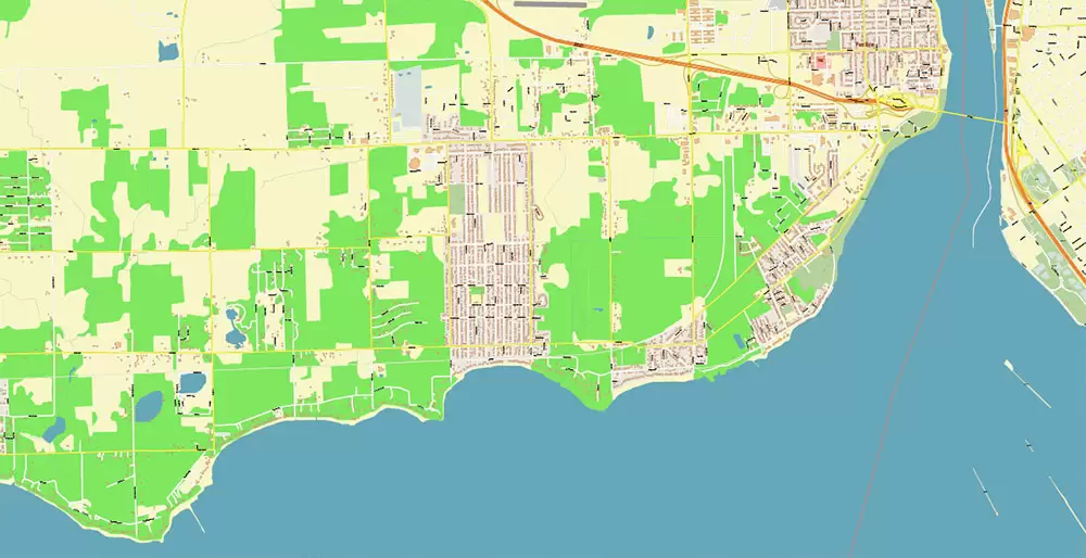 Buffalo New York US City Vector PDF Map Exact High Detailed editable Adobe PDF Street Map in layers