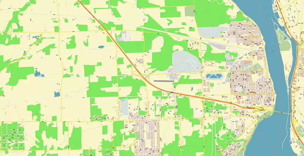 Buffalo New York US City Vector PDF Map Exact High Detailed editable Adobe PDF Street Map in layers