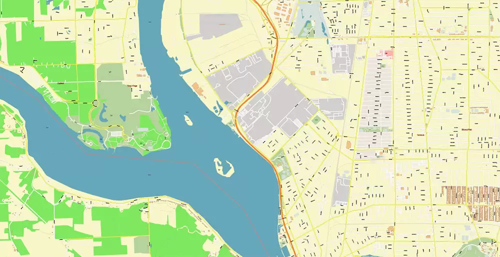 Buffalo New York US City Vector PDF Map Exact High Detailed editable Adobe PDF Street Map in layers