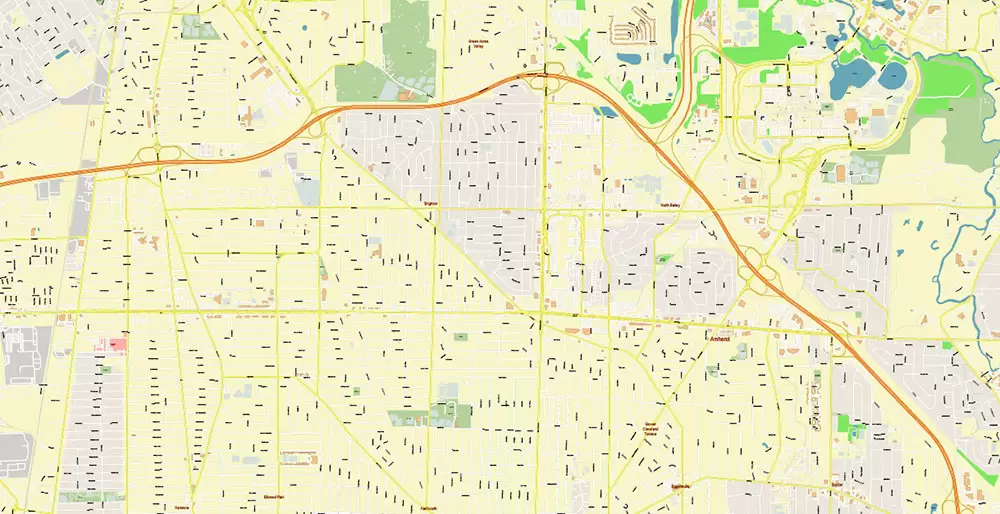 Buffalo New York US City Vector PDF Map Exact High Detailed editable Adobe PDF Street Map in layers
