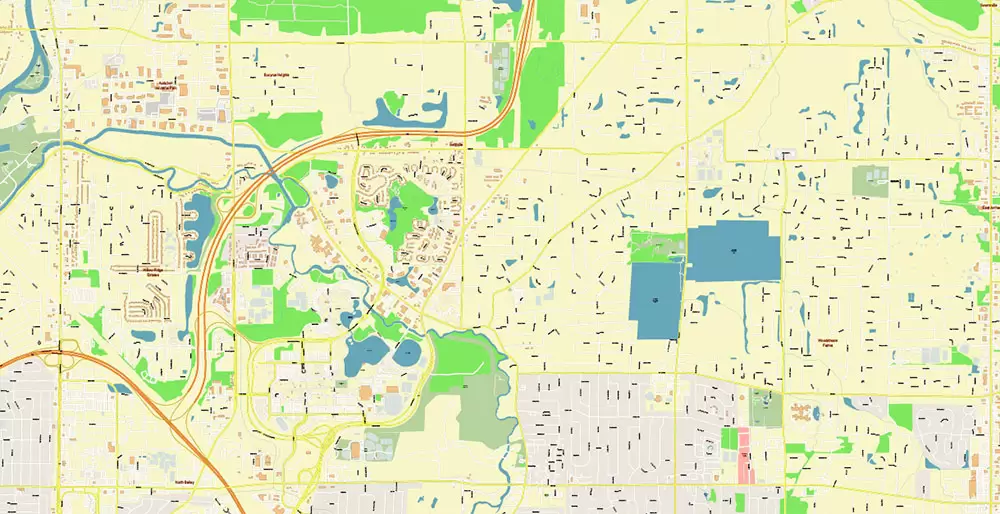Buffalo New York US City Vector PDF Map Exact High Detailed editable Adobe PDF Street Map in layers