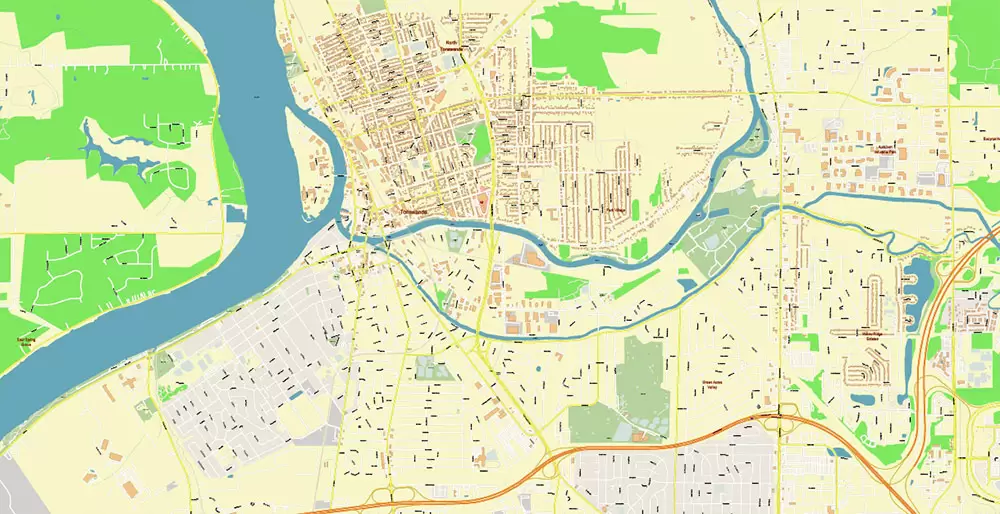 Buffalo New York US City Vector PDF Map Exact High Detailed editable Adobe PDF Street Map in layers