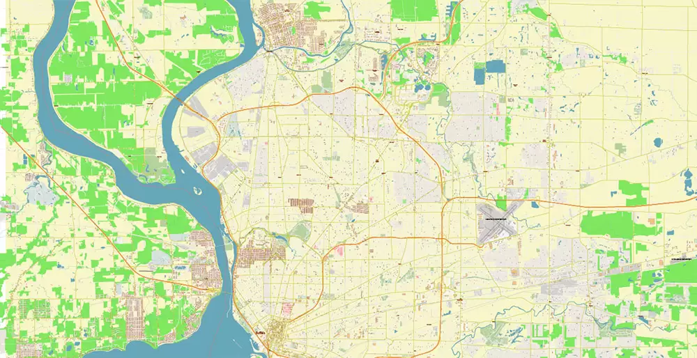 Buffalo New York US City Vector PDF Map Exact High Detailed editable Adobe PDF Street Map in layers