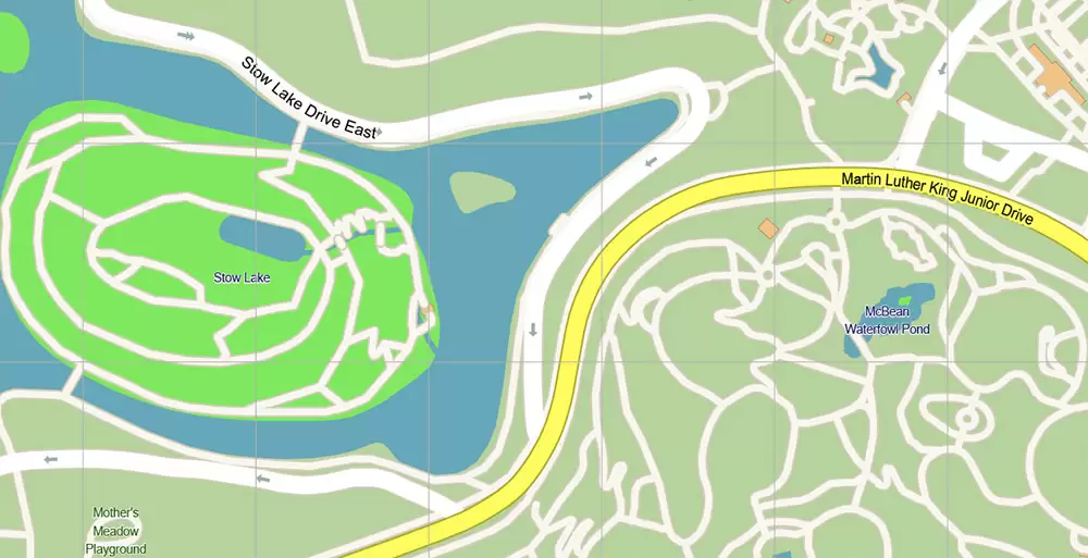 Golden Gate Park San Francisco US City Vector Map Exact High Detailed editable Adobe Illustrator Street Map in layers