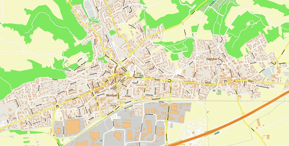 Lyon France City Vector Map Exact High Detailed editable Adobe Illustrator Street Map in layers