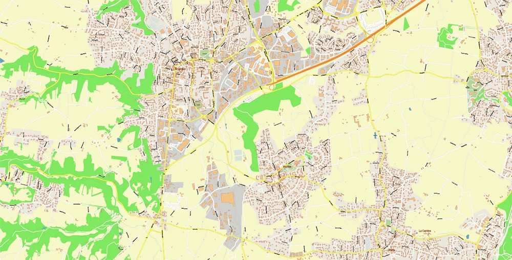 Lyon France City Vector Map Exact High Detailed editable Adobe Illustrator Street Map in layers