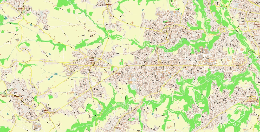 Lyon France City Vector Map Exact High Detailed editable Adobe Illustrator Street Map in layers