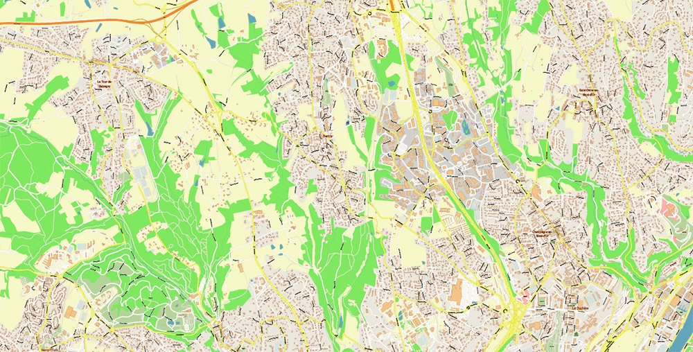 Lyon France City Vector Map Exact High Detailed editable Adobe Illustrator Street Map in layers