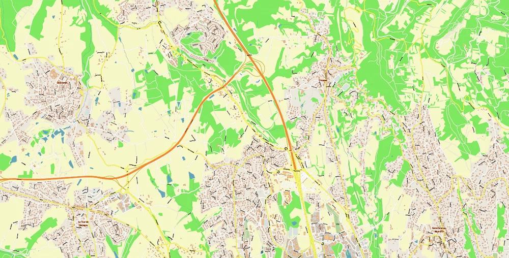 Lyon France City Vector Map Exact High Detailed editable Adobe Illustrator Street Map in layers