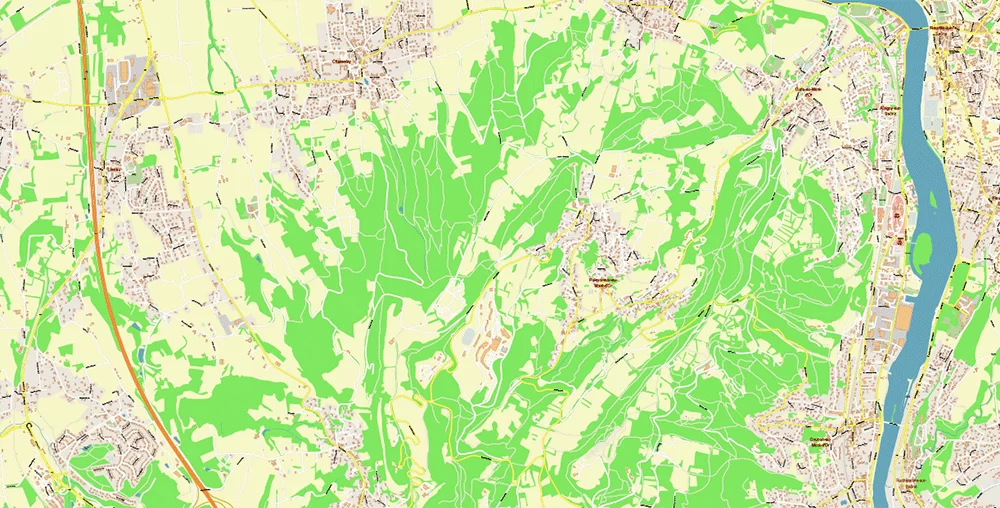 Lyon France City Vector Map Exact High Detailed editable Adobe Illustrator Street Map in layers