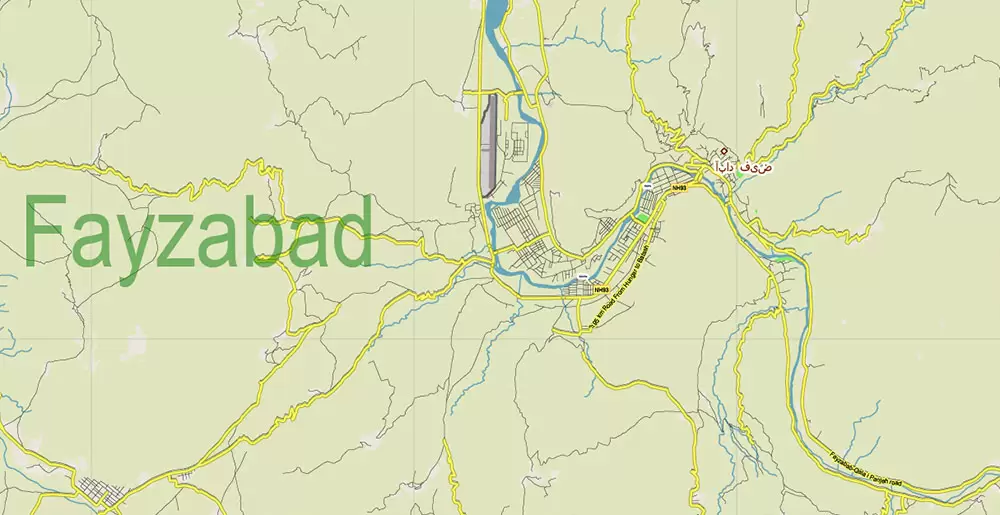 Afghanistan Full Map Vector Exact High Detailed: All Roads All Cities + Admin areas editable Adobe Illustrator Road Map in layers