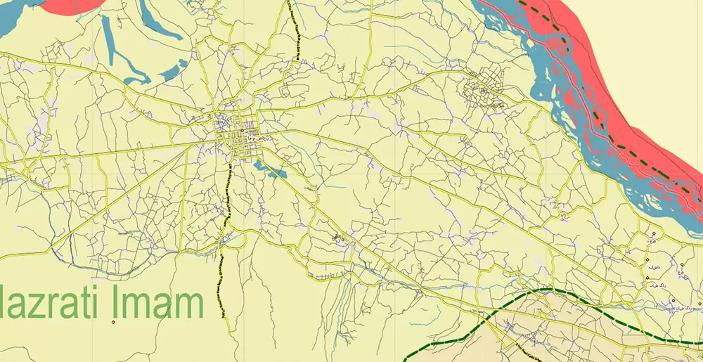 Afghanistan Full Map Vector Exact High Detailed: All Roads All Cities + Admin areas editable Adobe Illustrator Road Map in layers