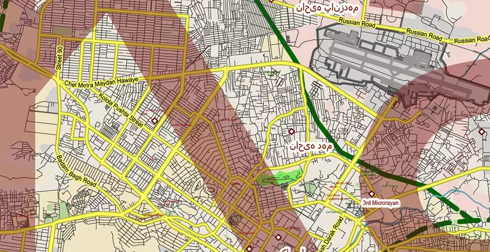 Afghanistan Full Map Vector Exact High Detailed: All Roads All Cities + Admin areas editable Adobe Illustrator Road Map in layers