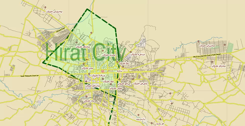 Afghanistan Full Map Vector Exact High Detailed: All Roads All Cities + Admin areas editable Adobe Illustrator Road Map in layers