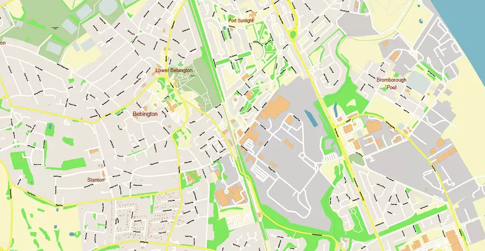 Liverpool UK City Vector PDF Map Exact High Detailed editable Adobe PDF Street Map in layers