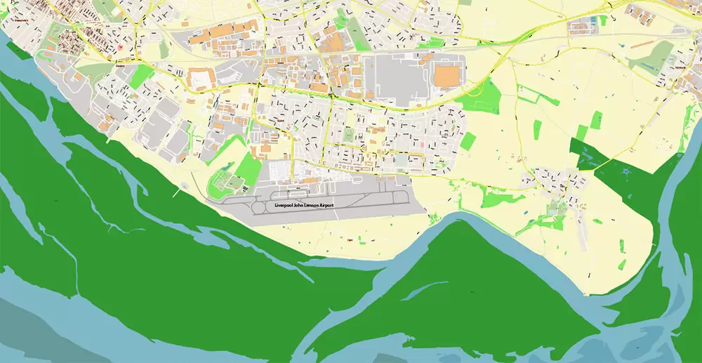 Liverpool UK City Vector PDF Map Exact High Detailed editable Adobe PDF Street Map in layers