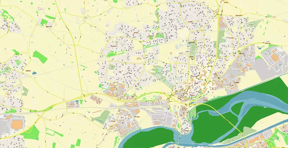 Liverpool UK City Vector PDF Map Exact High Detailed editable Adobe PDF Street Map in layers