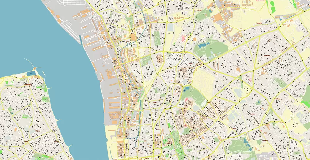 Liverpool UK City Vector PDF Map Exact High Detailed editable Adobe PDF Street Map in layers