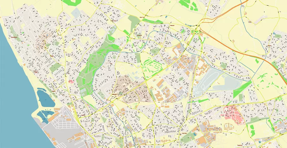 Liverpool UK City Vector PDF Map Exact High Detailed editable Adobe PDF Street Map in layers