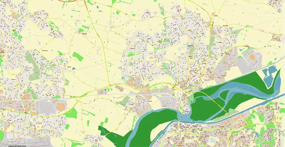 Liverpool UK City Vector PDF Map Exact High Detailed editable Adobe PDF Street Map in layers
