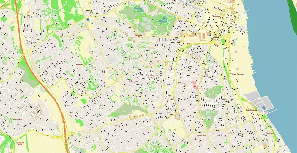 Liverpool UK City Vector PDF Map Exact High Detailed editable Adobe PDF Street Map in layers