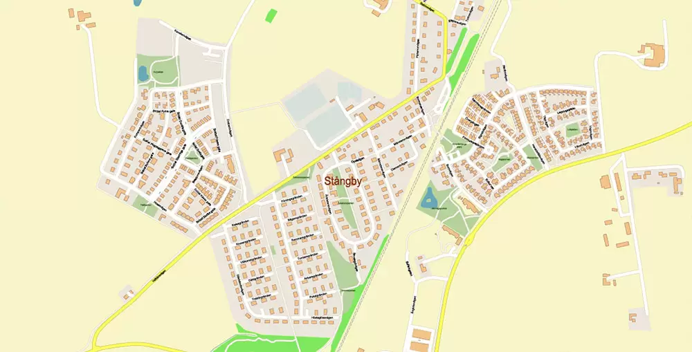 Malmo / Malmö Sweden City Vector Map Exact High Detailed editable Adobe Illustrator Street Map in layers