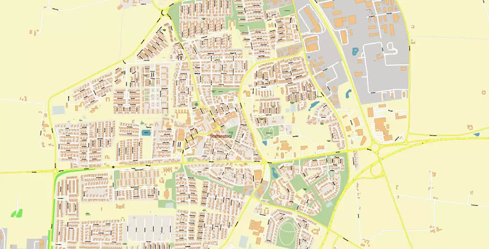 Malmo / Malmö Sweden City Vector Map Exact High Detailed editable Adobe Illustrator Street Map in layers