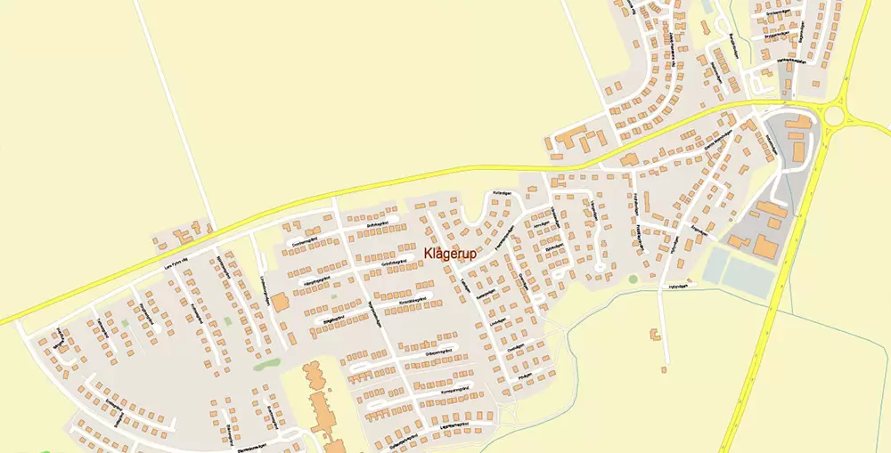 Malmo / Malmö Sweden City Vector Map Exact High Detailed editable Adobe Illustrator Street Map in layers