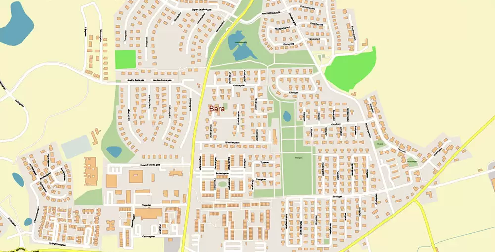 Malmo / Malmö Sweden City Vector Map Exact High Detailed editable Adobe Illustrator Street Map in layers