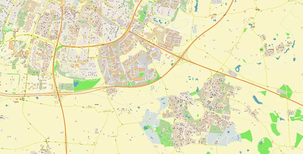 Malmo / Malmö Sweden City Vector Map Exact High Detailed editable Adobe Illustrator Street Map in layers