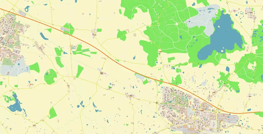 Malmo / Malmö Sweden City Vector Map Exact High Detailed editable Adobe Illustrator Street Map in layers
