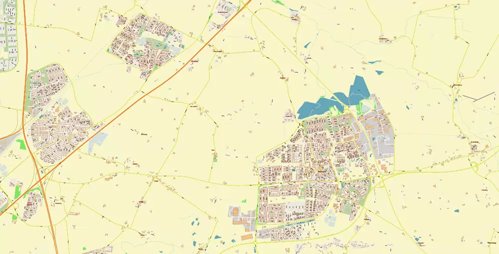 Malmo / Malmö Sweden City Vector Map Exact High Detailed editable Adobe Illustrator Street Map in layers