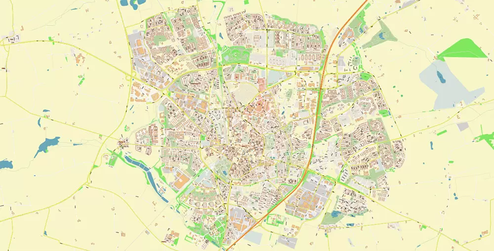 Malmo / Malmö Sweden City Vector Map Exact High Detailed editable Adobe Illustrator Street Map in layers