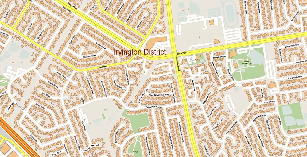 Silicon Valley California US City Vector Map Exact High Detailed editable Adobe Illustrator Street Map in layers