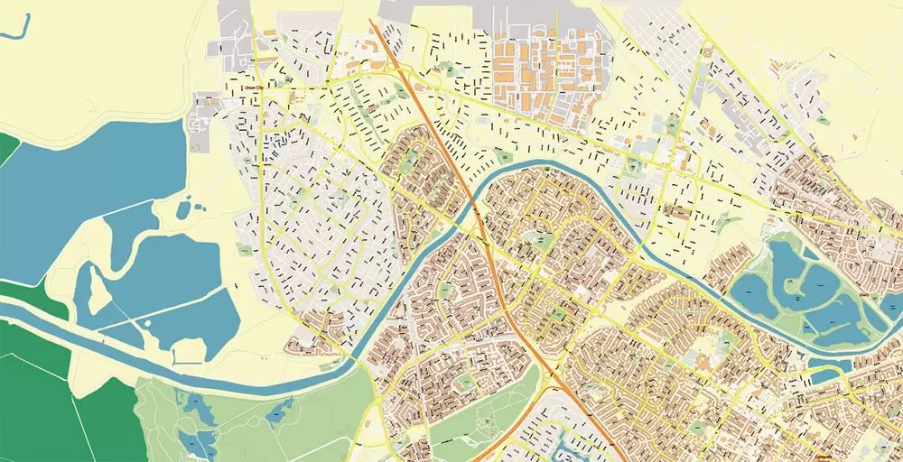 Silicon Valley California US City Vector Map Exact High Detailed editable Adobe Illustrator Street Map in layers