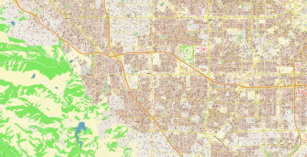 Silicon Valley California US City Vector Map Exact High Detailed editable Adobe Illustrator Street Map in layers