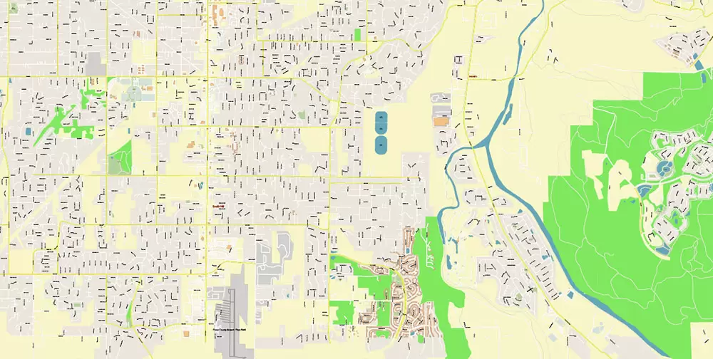 Tacoma Washington US City Vector Map Exact High Detailed editable Adobe Illustrator Street Map in layers