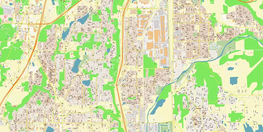 Tacoma Washington US City Vector Map Exact High Detailed editable Adobe Illustrator Street Map in layers