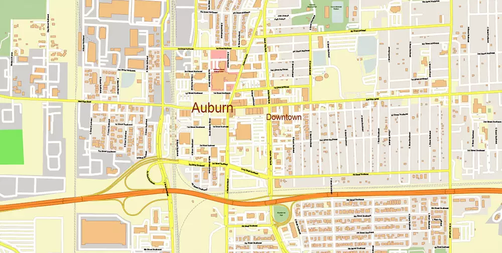 Tacoma Washington US City Vector Map Exact High Detailed editable Adobe Illustrator Street Map in layers