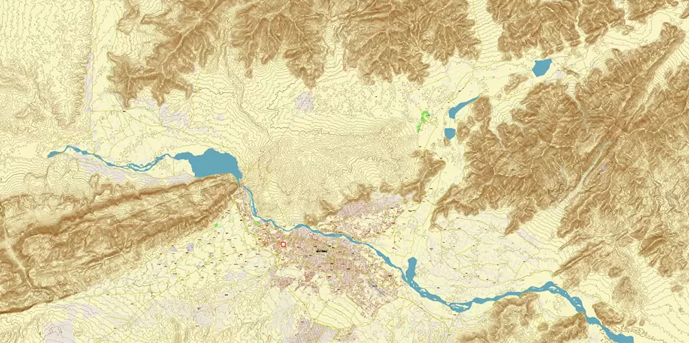 Jalal Abad Afghanistan City Vector Map Exact High Detailed editable Adobe Illustrator Relief Street Map in layers