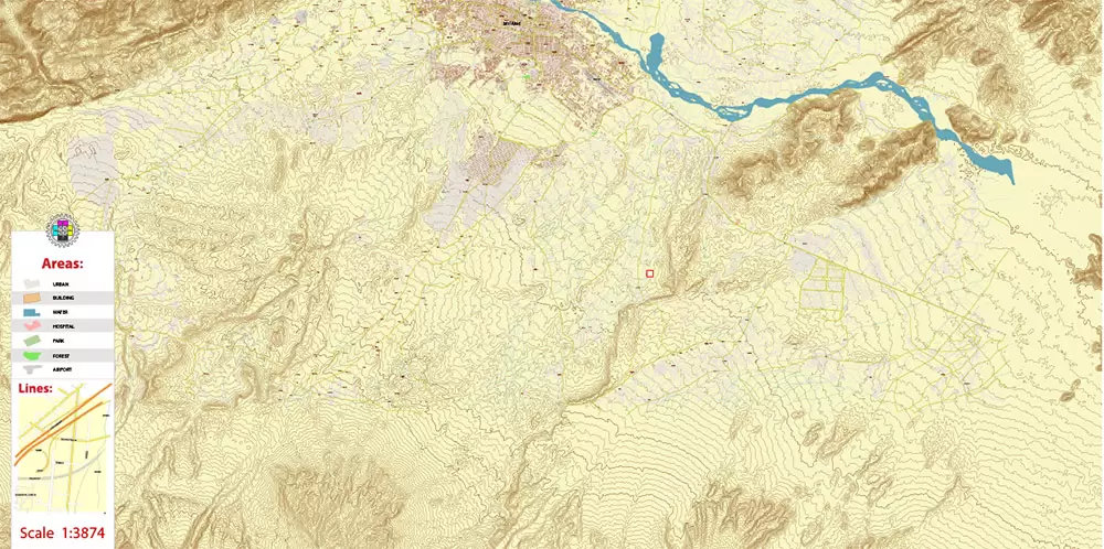 Jalal Abad Afghanistan City Vector Map Exact High Detailed editable Adobe Illustrator Relief Street Map in layers