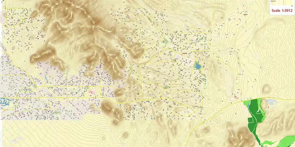 Fountain Hills Arizona US Vector Map PDF High Detailed + Relief Topo editable Adobe PDF in layers