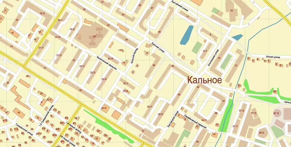 Ryazan Russia PDF Vector Map: High Detailed editable Adobe PDF in layers, + Housenumbers