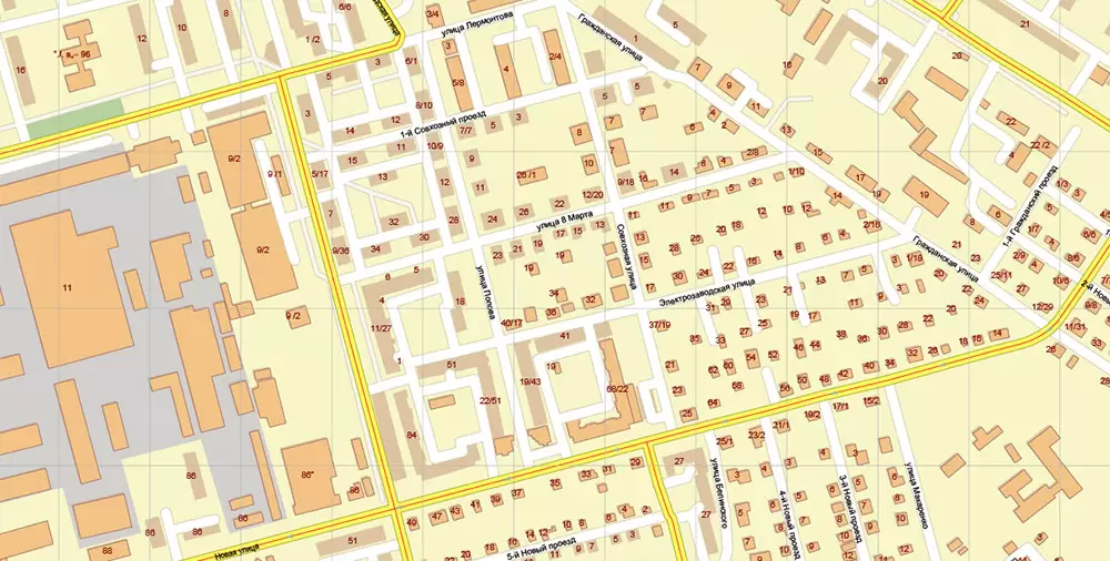 Ryazan Russia PDF Vector Map: High Detailed editable Adobe PDF in layers, + Housenumbers