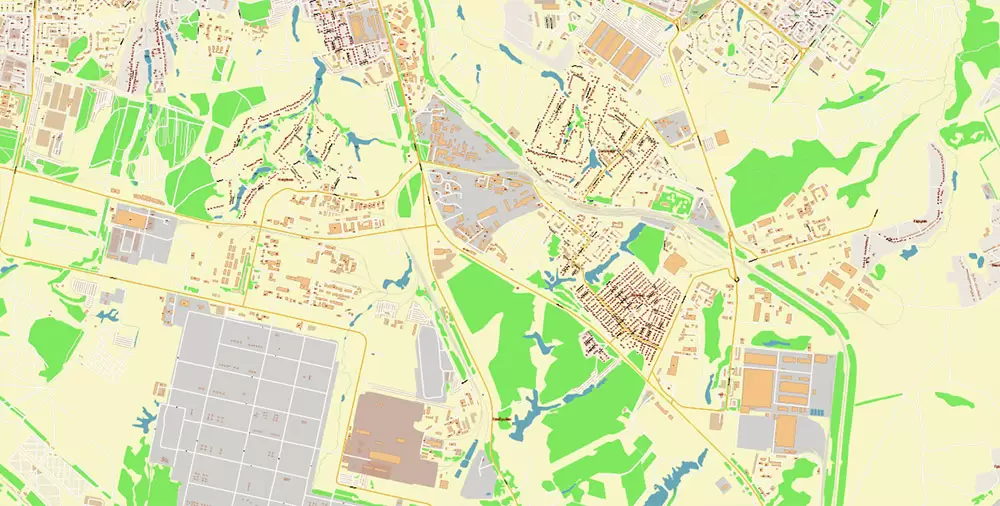 Ryazan Russia PDF Vector Map: High Detailed editable Adobe PDF in layers, + Housenumbers