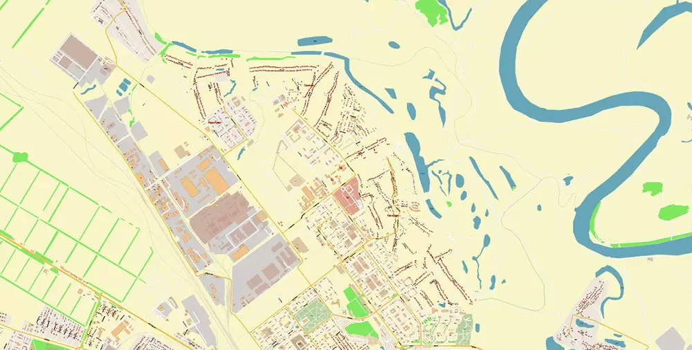 Ryazan Russia PDF Vector Map: High Detailed editable Adobe PDF in layers, + Housenumbers