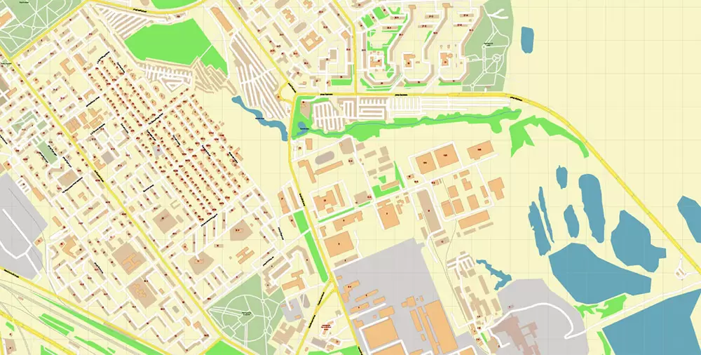 Ryazan Russia PDF Vector Map: High Detailed editable Adobe PDF in layers, + Housenumbers