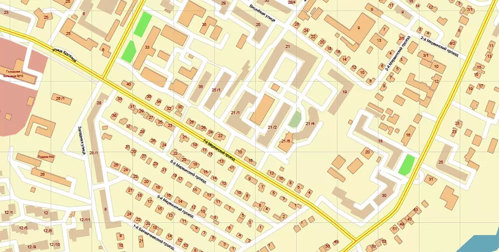 Ryazan Russia PDF Vector Map: High Detailed editable Adobe PDF in layers, + Housenumbers