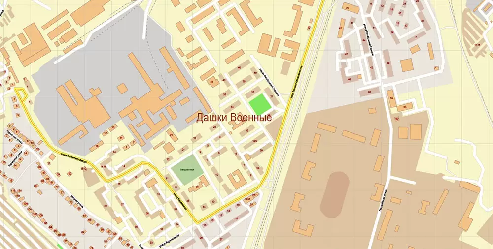 Ryazan Russia PDF Vector Map: High Detailed editable Adobe PDF in layers, + Housenumbers