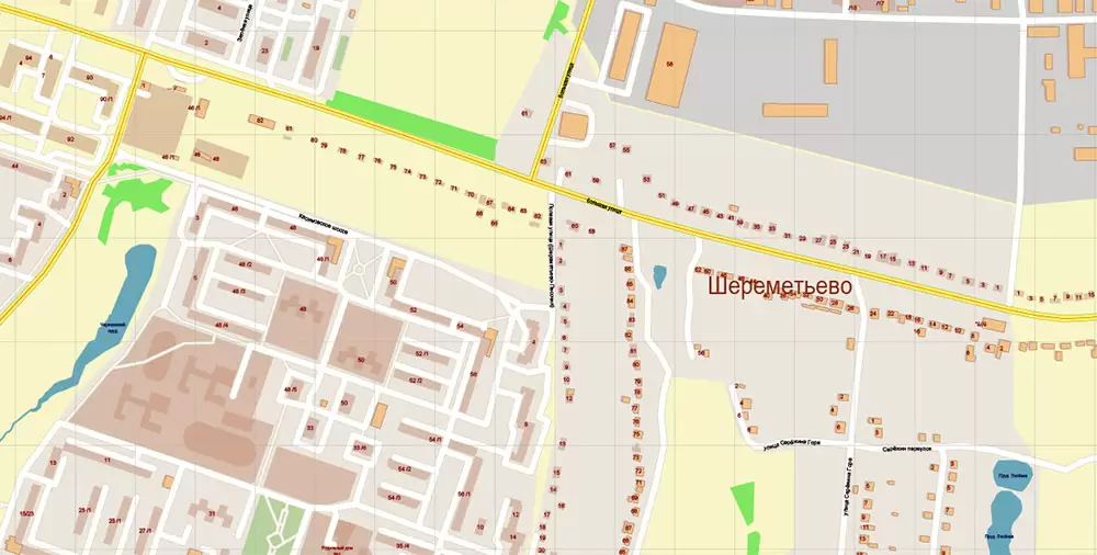 Ryazan Russia PDF Vector Map: High Detailed editable Adobe PDF in layers, + Housenumbers